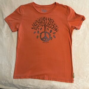 Life Is Good Orange Short-Sleeve Tee with Tree & Peace Graphic
